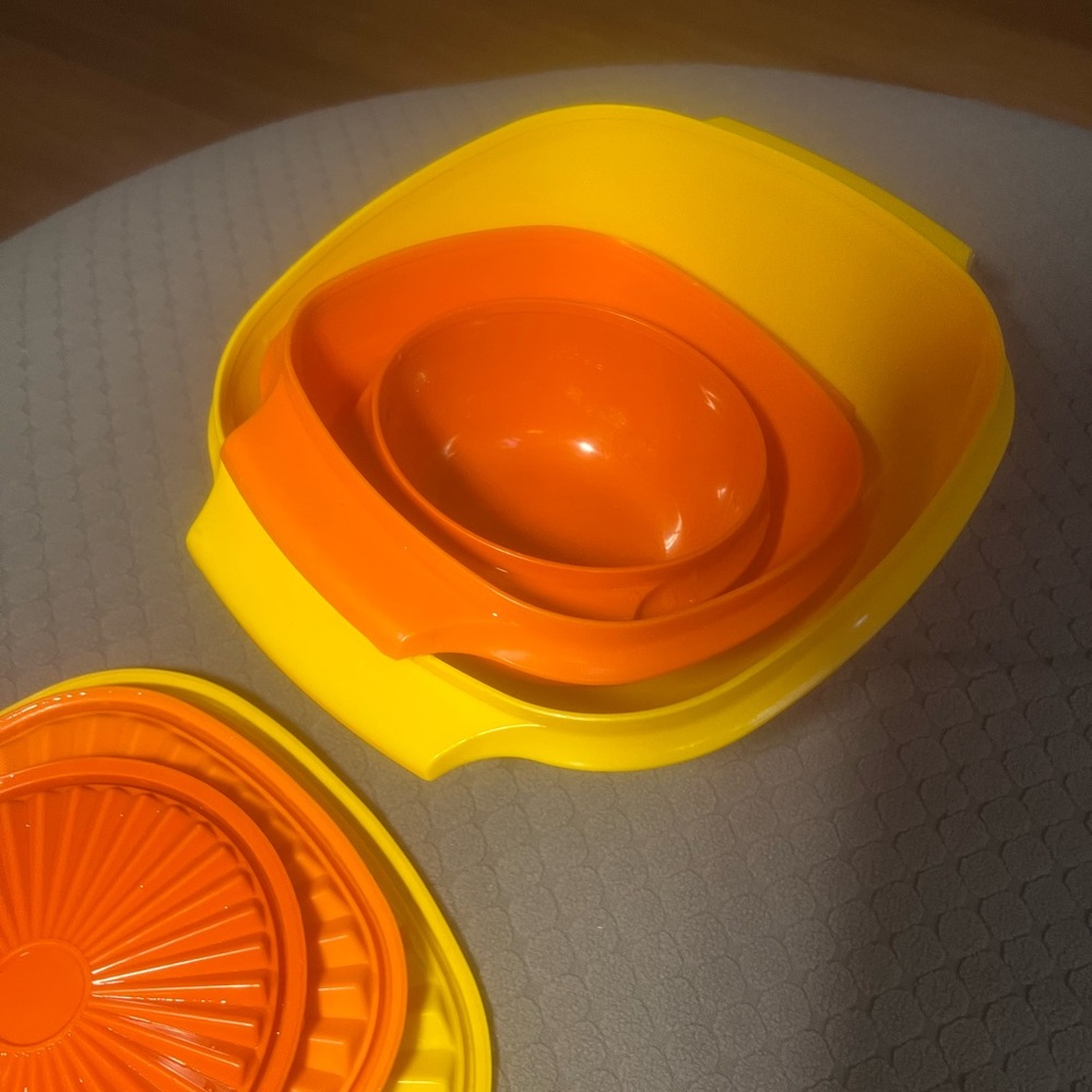 Yellow and Orange Midcentury Tupperware Bowl Set - 3 bowl set